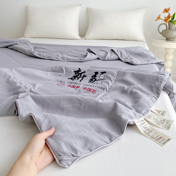 91家纺网 家纺一手货源 找家纺 思雅庭 2025新款水洗棉新疆棉花被夏被夏凉被空调被子 灰色