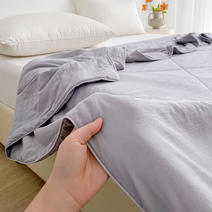 91家纺网 家纺一手货源 找家纺 思雅庭 2025新款水洗棉新疆棉花被夏被夏凉被空调被子 灰色