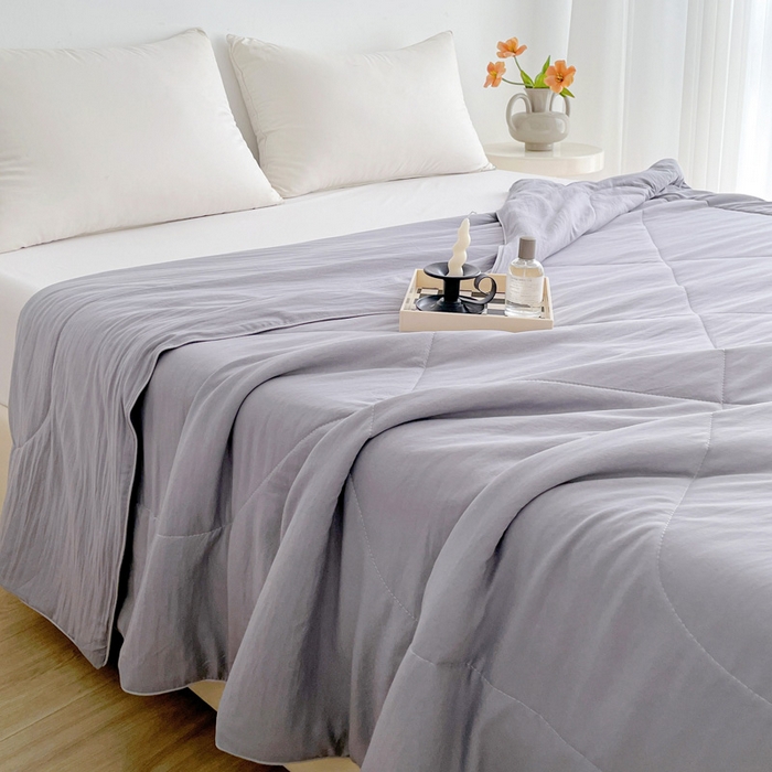 91家纺网 家纺一手货源 找家纺 思雅庭 2025新款水洗棉新疆棉花被夏被夏凉被空调被子 灰色