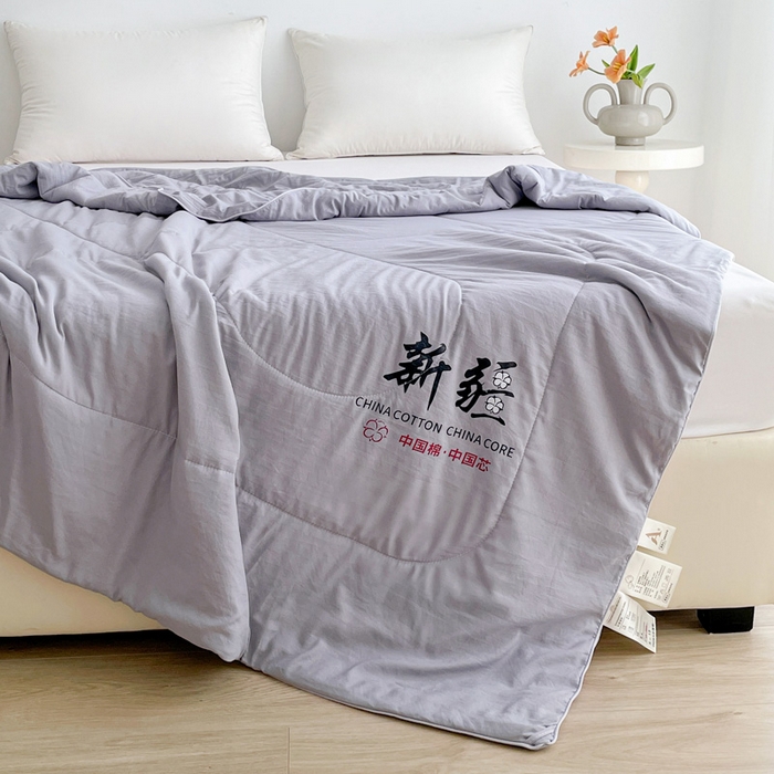 91家纺网 家纺一手货源 找家纺 思雅庭 2025新款水洗棉新疆棉花被夏被夏凉被空调被子 灰色
