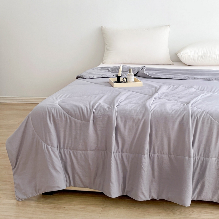 91家纺网 家纺一手货源 找家纺 思雅庭 2025新款水洗棉新疆棉花被夏被夏凉被空调被子 灰色