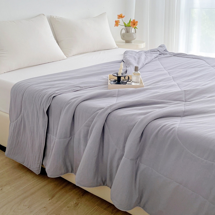 91家纺网 家纺一手货源 找家纺 思雅庭 2025新款水洗棉新疆棉花被夏被夏凉被空调被子 灰色