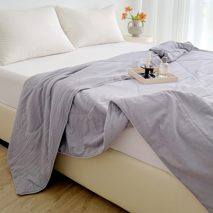 91家纺网 家纺一手货源 找家纺 思雅庭 2025新款水洗棉新疆棉花被夏被夏凉被空调被子 灰色