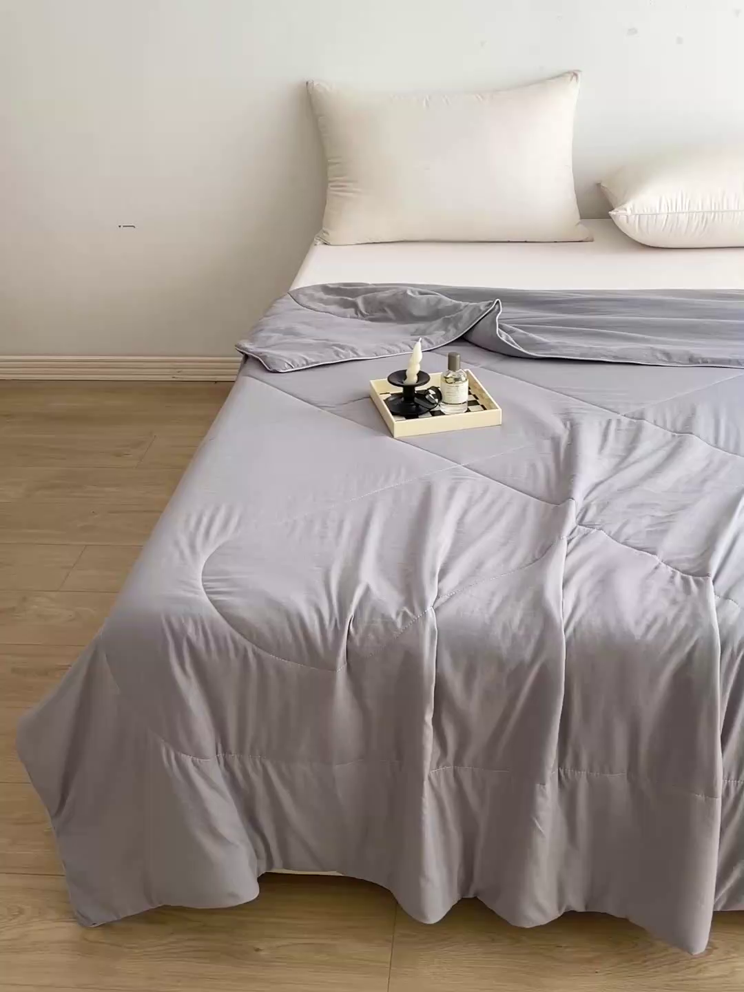 91家纺网 家纺一手货源 找家纺 思雅庭 2025新款水洗棉新疆棉花被夏被夏凉被空调被子 灰色