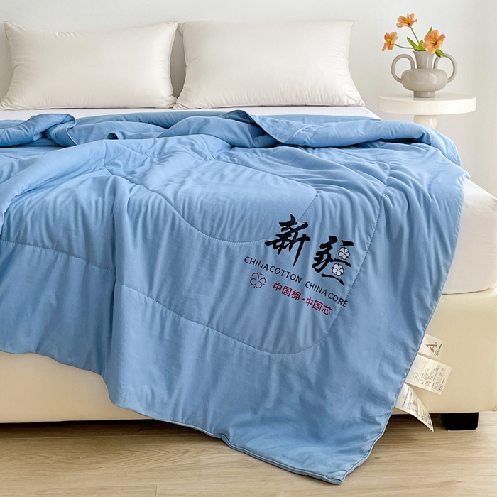 91家纺网 家纺一手货源 找家纺 思雅庭 2025新款水洗棉新疆棉花被夏被夏凉被空调被子 蓝色
