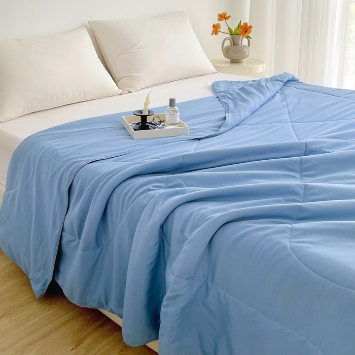 91家纺网 家纺一手货源 找家纺 思雅庭 2025新款水洗棉新疆棉花被夏被夏凉被空调被子 蓝色