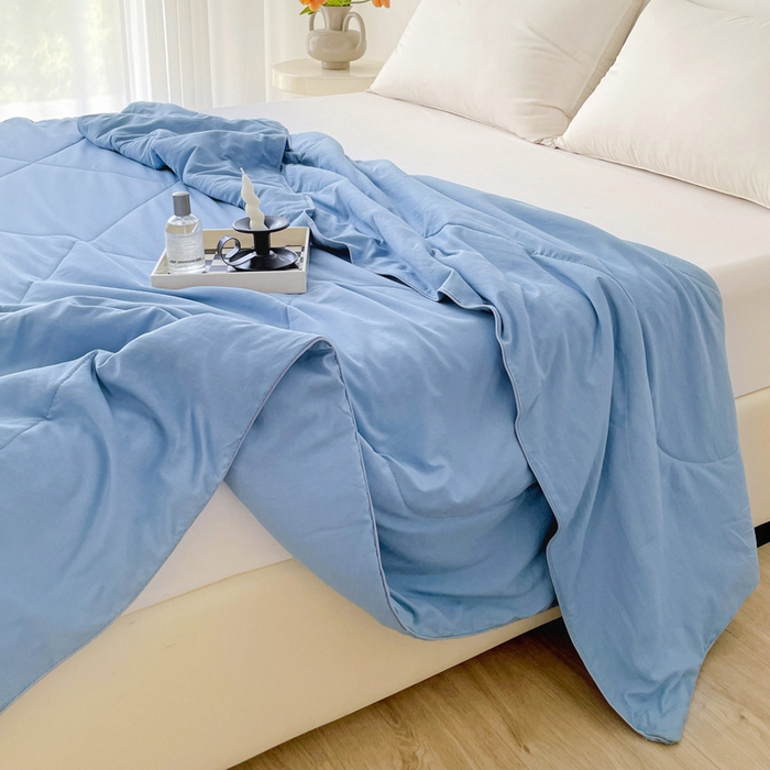91家纺网 家纺一手货源 找家纺 思雅庭 2025新款水洗棉新疆棉花被夏被夏凉被空调被子 蓝色
