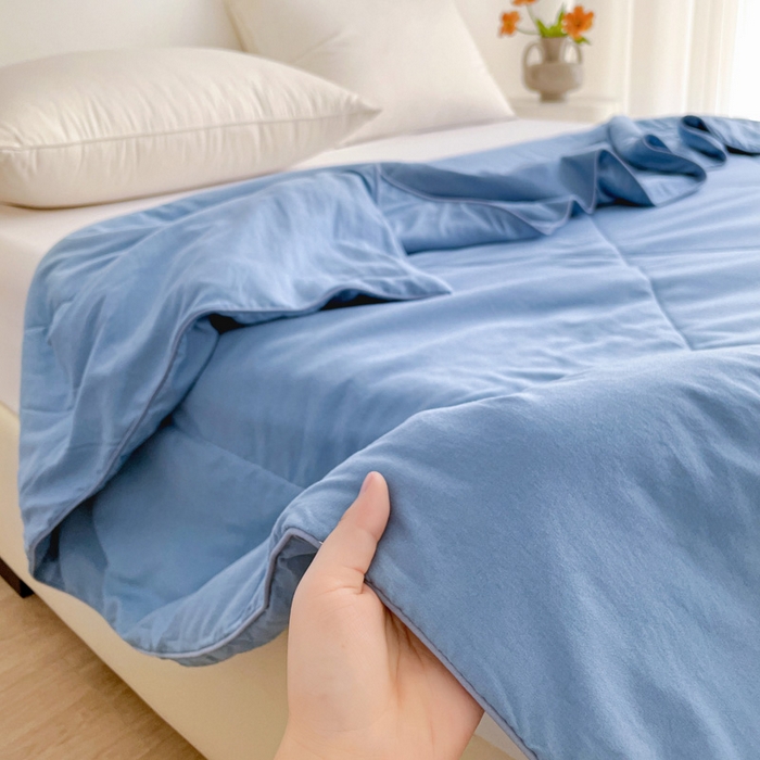 91家纺网 家纺一手货源 找家纺 思雅庭 2025新款水洗棉新疆棉花被夏被夏凉被空调被子 蓝色