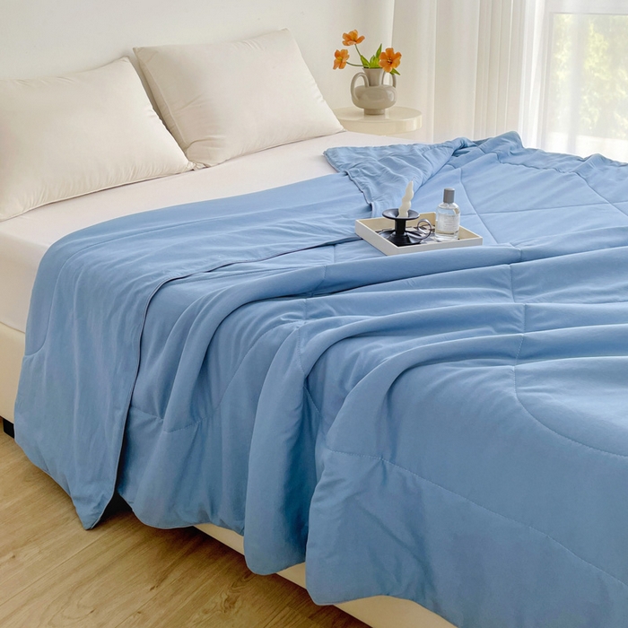 91家纺网 家纺一手货源 找家纺 思雅庭 2025新款水洗棉新疆棉花被夏被夏凉被空调被子 蓝色