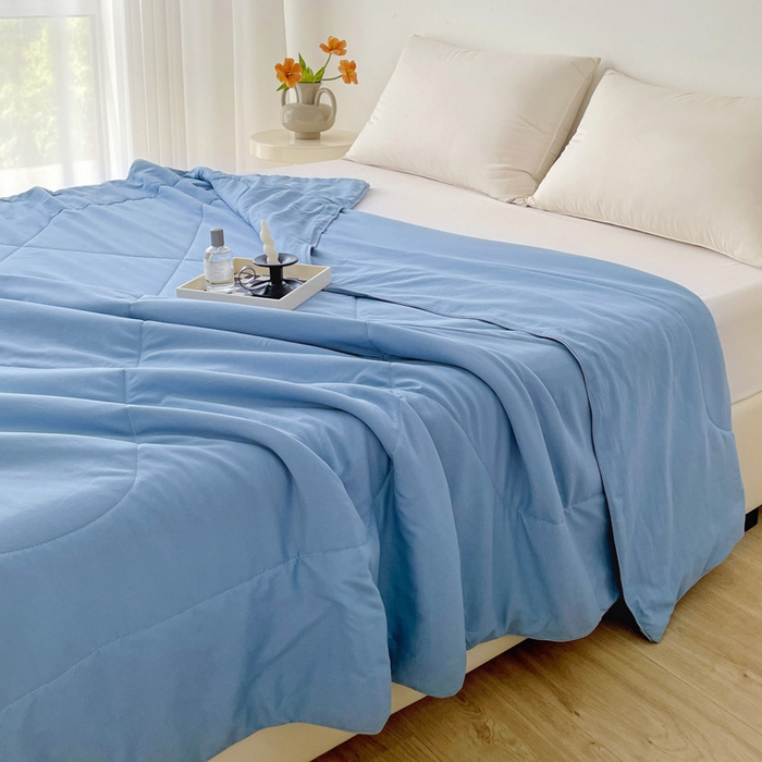 91家纺网 家纺一手货源 找家纺 思雅庭 2025新款水洗棉新疆棉花被夏被夏凉被空调被子 蓝色