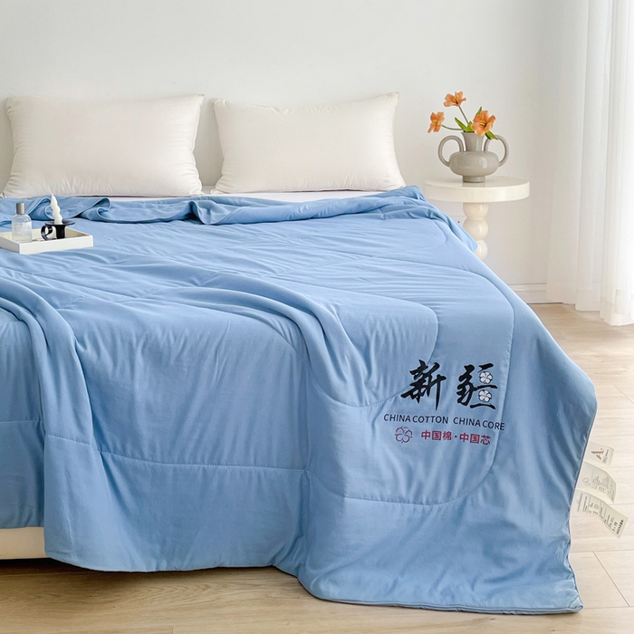 91家纺网 家纺一手货源 找家纺 思雅庭 2025新款水洗棉新疆棉花被夏被夏凉被空调被子 蓝色