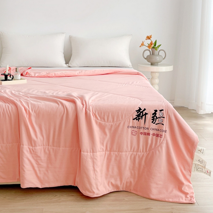91家纺网 家纺一手货源 找家纺 思雅庭 2025新款水洗棉新疆棉花被夏被夏凉被空调被子 粉色