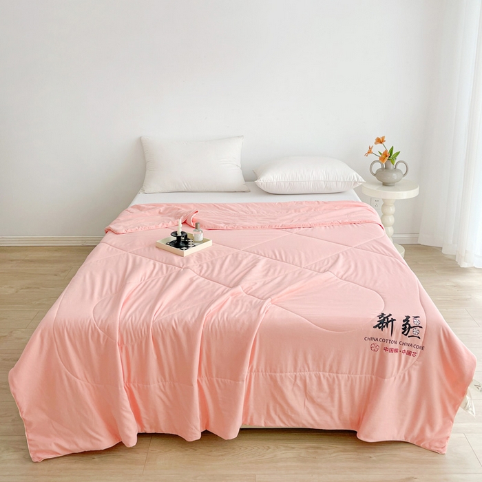 91家纺网 家纺一手货源 找家纺 思雅庭 2025新款水洗棉新疆棉花被夏被夏凉被空调被子 粉色