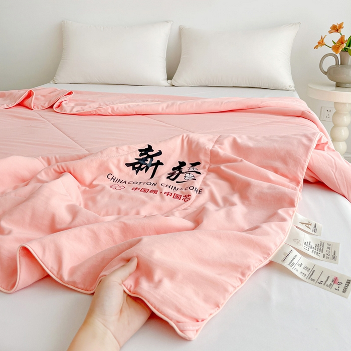 91家纺网 家纺一手货源 找家纺 思雅庭 2025新款水洗棉新疆棉花被夏被夏凉被空调被子 粉色