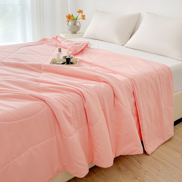 91家纺网 家纺一手货源 找家纺 思雅庭 2025新款水洗棉新疆棉花被夏被夏凉被空调被子 粉色