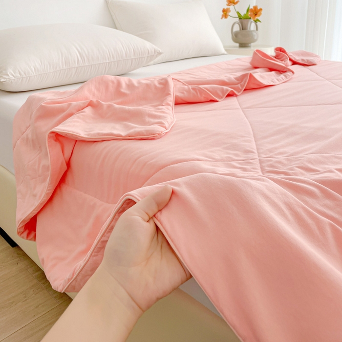 91家纺网 家纺一手货源 找家纺 思雅庭 2025新款水洗棉新疆棉花被夏被夏凉被空调被子 粉色