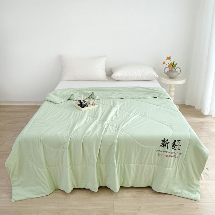 91家纺网 家纺一手货源 找家纺 思雅庭 2025新款水洗棉新疆棉花被夏被夏凉被空调被子 绿色