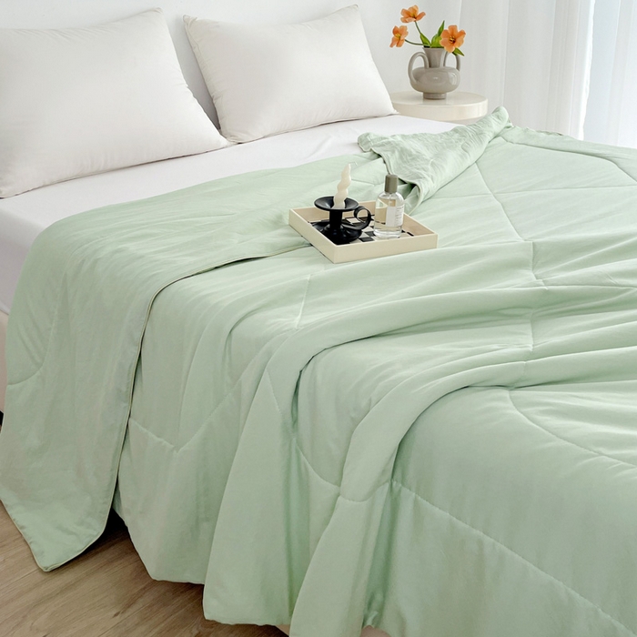 91家纺网 家纺一手货源 找家纺 思雅庭 2025新款水洗棉新疆棉花被夏被夏凉被空调被子 绿色