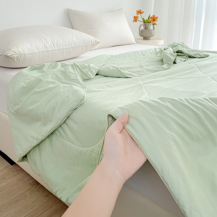 91家纺网 家纺一手货源 找家纺 思雅庭 2025新款水洗棉新疆棉花被夏被夏凉被空调被子 绿色