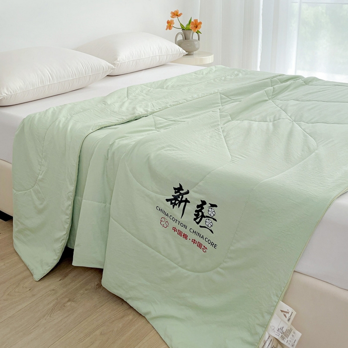 91家纺网 家纺一手货源 找家纺 思雅庭 2025新款水洗棉新疆棉花被夏被夏凉被空调被子 绿色