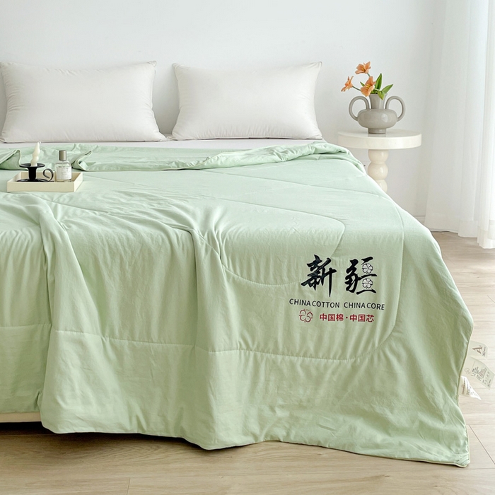 91家纺网 家纺一手货源 找家纺 思雅庭 2025新款水洗棉新疆棉花被夏被夏凉被空调被子 绿色