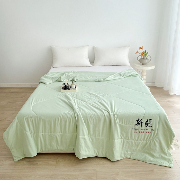 思雅庭 2025新款水洗棉新疆棉花被夏被夏凉被空调被子 绿色