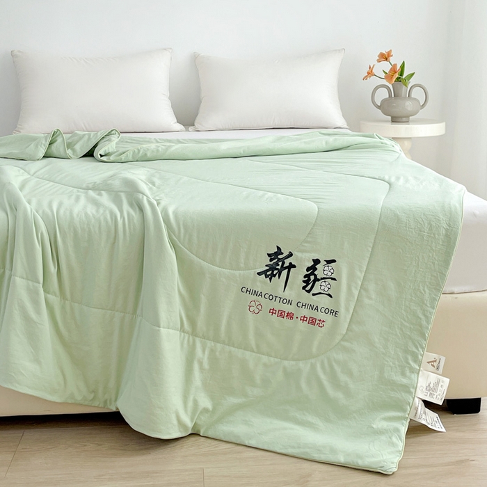 91家纺网 家纺一手货源 找家纺 思雅庭 2025新款水洗棉新疆棉花被夏被夏凉被空调被子 绿色