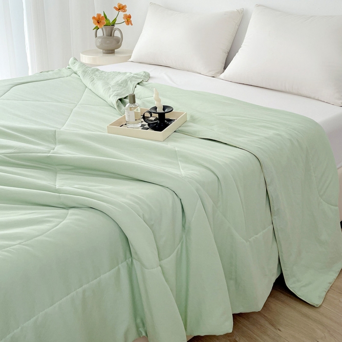 91家纺网 家纺一手货源 找家纺 思雅庭 2025新款水洗棉新疆棉花被夏被夏凉被空调被子 绿色