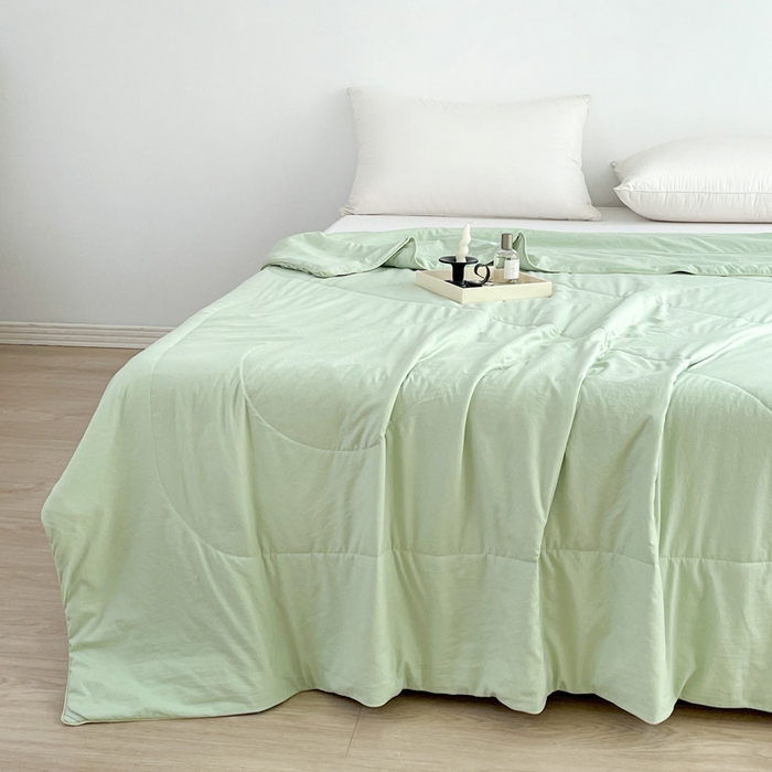 91家纺网 家纺一手货源 找家纺 思雅庭 2025新款水洗棉新疆棉花被夏被夏凉被空调被子 绿色