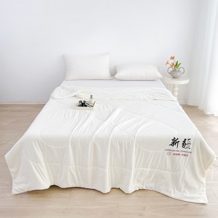 91家纺网 家纺一手货源 找家纺 思雅庭 2025新款水洗棉新疆棉花被夏被夏凉被空调被子 白色