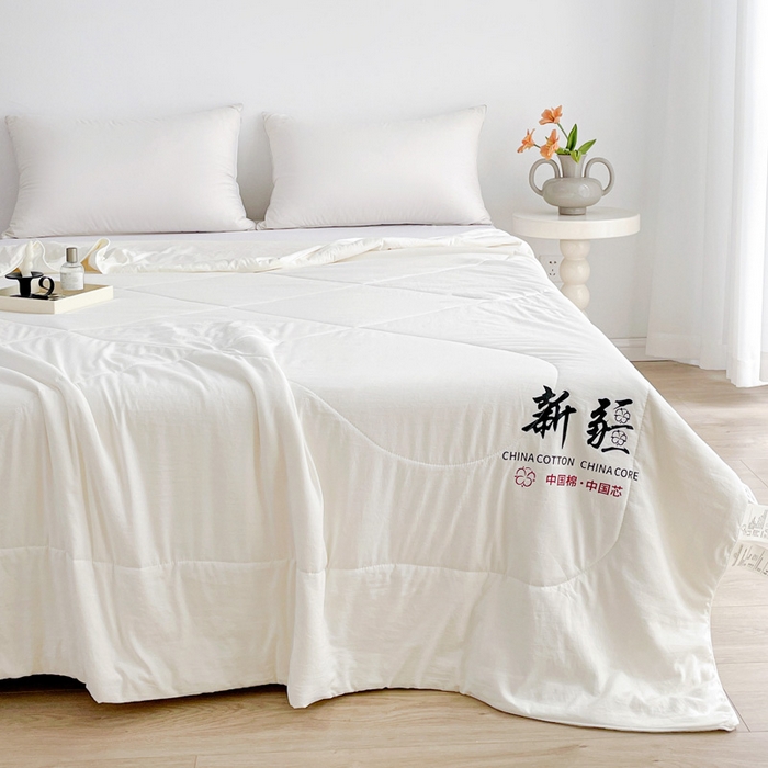 91家纺网 家纺一手货源 找家纺 思雅庭 2025新款水洗棉新疆棉花被夏被夏凉被空调被子 白色