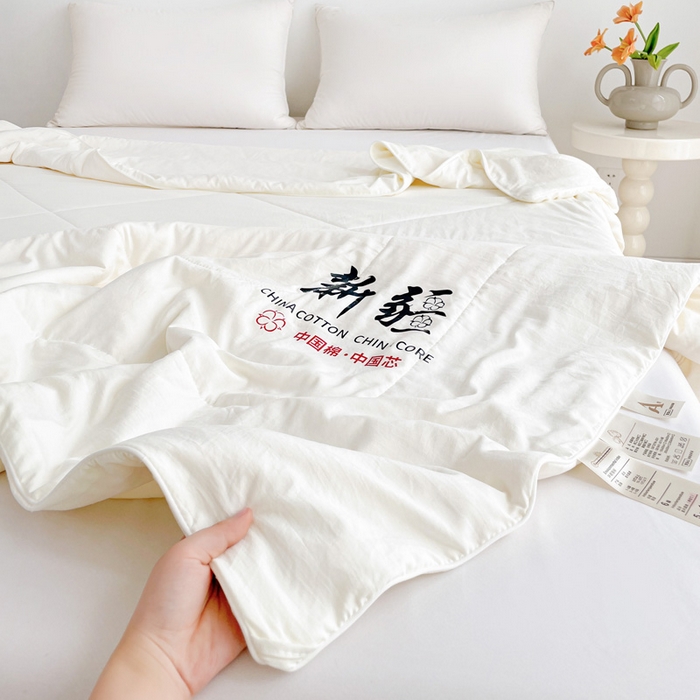 91家纺网 家纺一手货源 找家纺 思雅庭 2025新款水洗棉新疆棉花被夏被夏凉被空调被子 白色