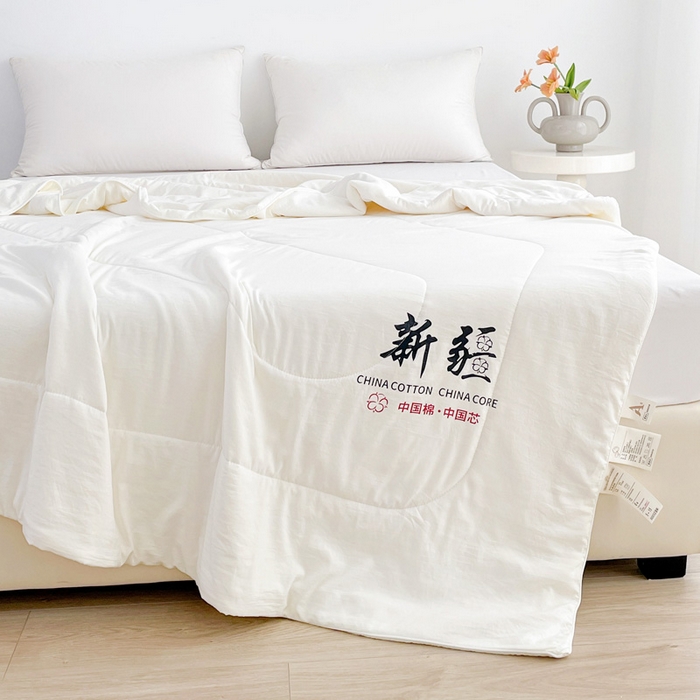 91家纺网 家纺一手货源 找家纺 思雅庭 2025新款水洗棉新疆棉花被夏被夏凉被空调被子 白色