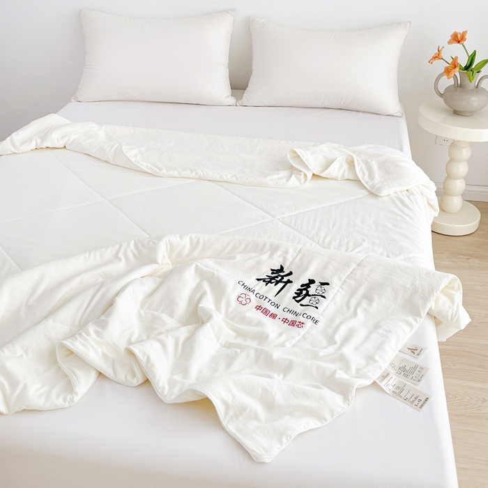 91家纺网 家纺一手货源 找家纺 思雅庭 2025新款水洗棉新疆棉花被夏被夏凉被空调被子 白色