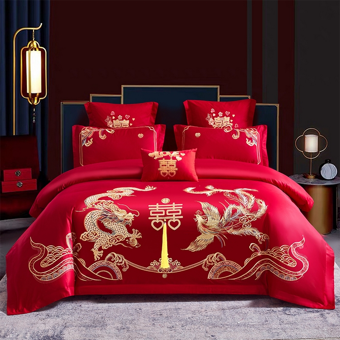 91家纺网 家纺一手货源 找家纺 （总）洽想家 2025新款全棉新中式刺绣婚庆四件套多件套（控价销售最低不低于288元）