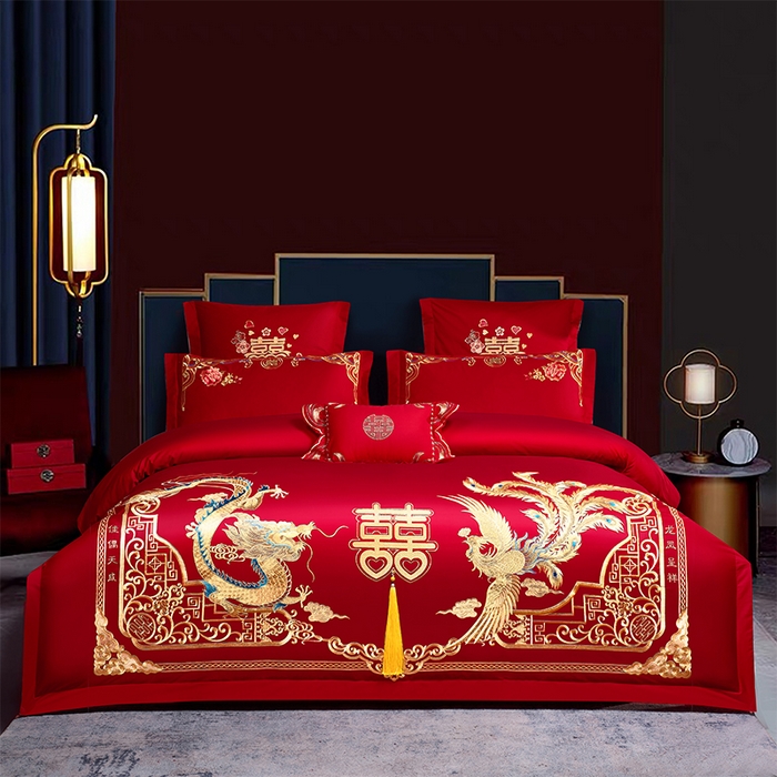 91家纺网 家纺一手货源 找家纺 （总）洽想家 2025新款全棉新中式刺绣婚庆四件套多件套（控价销售最低不低于288元）