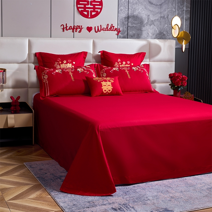 91家纺网 家纺一手货源 找家纺 洽想家 2025新款全棉新中式刺绣婚庆四件套多件套（控价销售最低不低于288元） 诗情画意