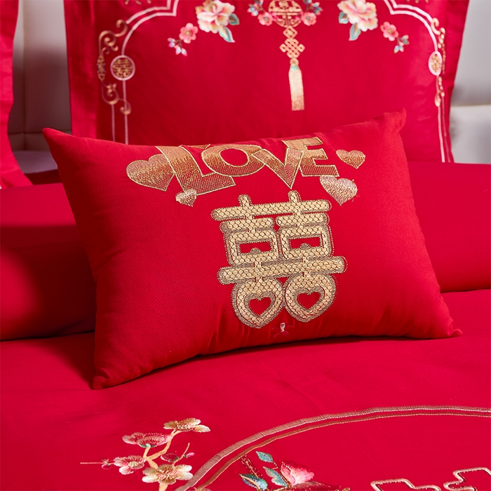 91家纺网 家纺一手货源 找家纺 洽想家 2025新款全棉新中式刺绣婚庆四件套多件套（控价销售最低不低于288元） 诗情画意