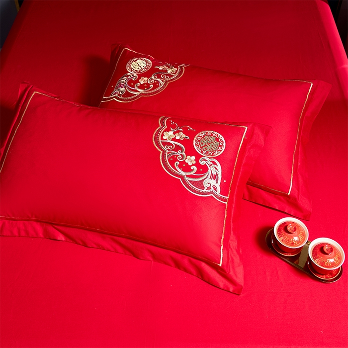 91家纺网 家纺一手货源 找家纺 洽想家 2025新款全棉新中式刺绣婚庆四件套多件套（控价销售最低不低于288元） 龙凤喜缘