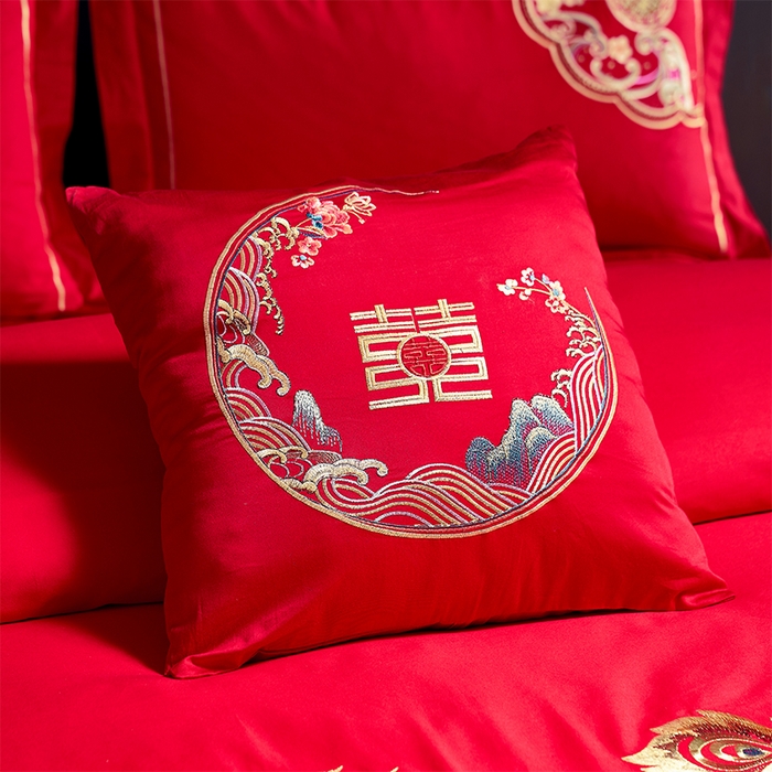 91家纺网 家纺一手货源 找家纺 洽想家 2025新款全棉新中式刺绣婚庆四件套多件套（控价销售最低不低于288元） 龙凤喜缘