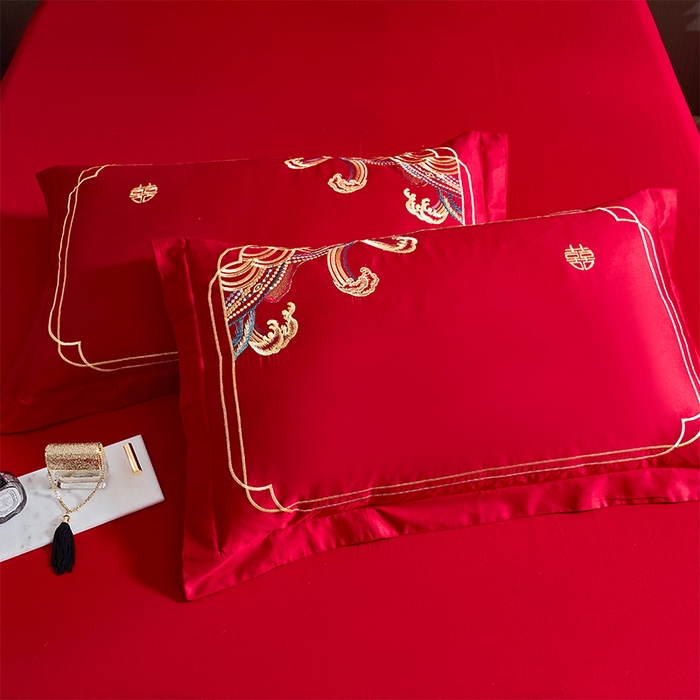 91家纺网 家纺一手货源 找家纺 洽想家 2025新款全棉新中式刺绣婚庆四件套多件套（控价销售最低不低于288元） 龙威凤彩