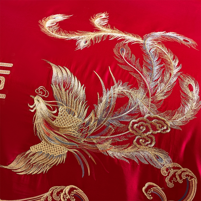 91家纺网 家纺一手货源 找家纺 洽想家 2025新款全棉新中式刺绣婚庆四件套多件套（控价销售最低不低于288元） 龙威凤彩