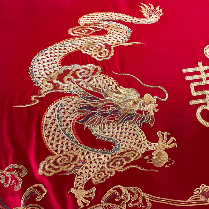 91家纺网 家纺一手货源 找家纺 洽想家 2025新款全棉新中式刺绣婚庆四件套多件套（控价销售最低不低于288元） 龙威凤彩