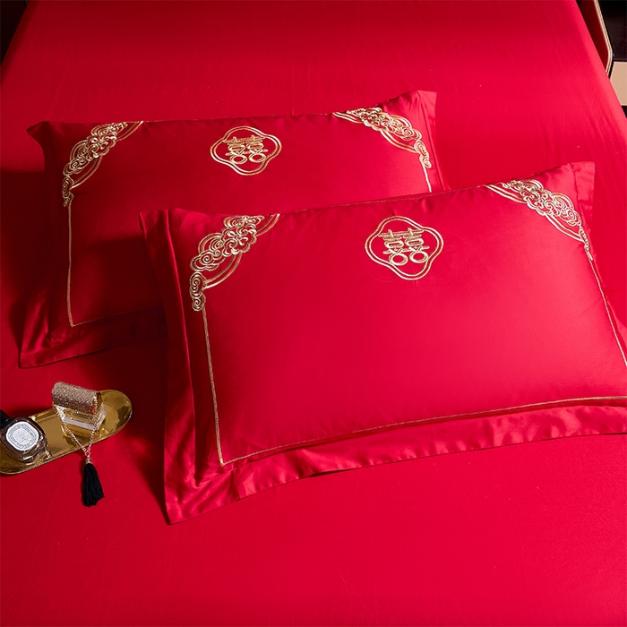 91家纺网 家纺一手货源 找家纺 洽想家 2025新款全棉新中式刺绣婚庆四件套多件套（控价销售最低不低于288元） 盛世繁华（金）