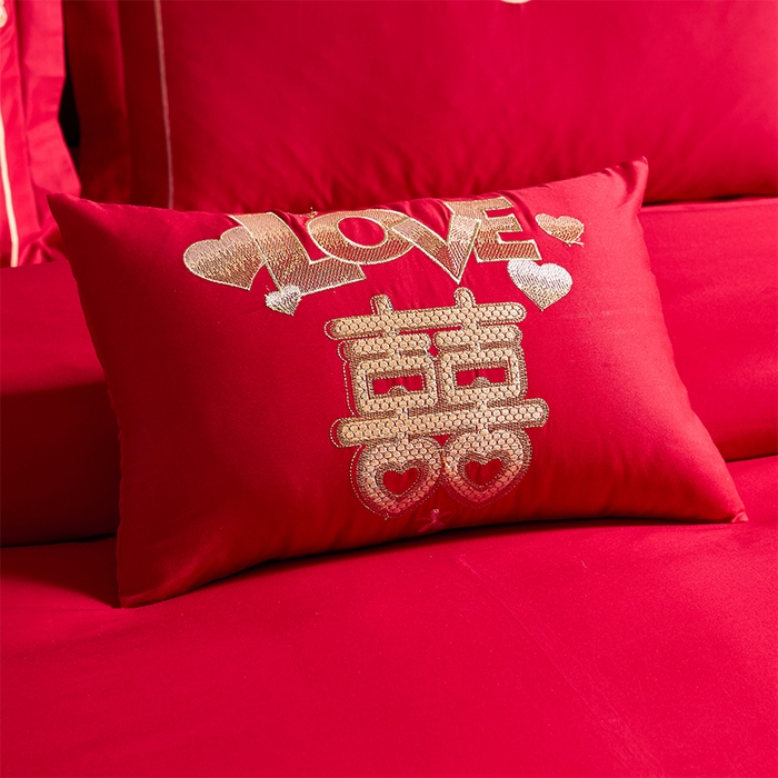 91家纺网 家纺一手货源 找家纺 洽想家 2025新款全棉新中式刺绣婚庆四件套多件套（控价销售最低不低于288元） 盛世繁华（金）