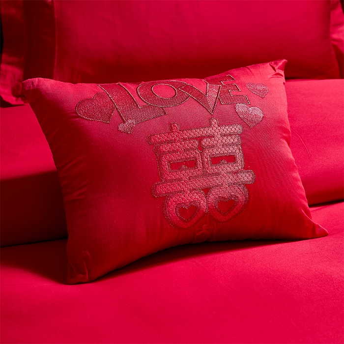 91家纺网 家纺一手货源 找家纺 洽想家 2025新款全棉新中式刺绣婚庆四件套多件套（控价销售最低不低于288元） 盛世繁华（红）