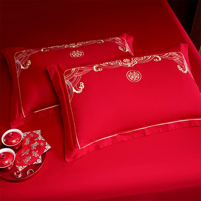 91家纺网 家纺一手货源 找家纺 洽想家 2025新款全棉新中式刺绣婚庆四件套多件套（控价销售最低不低于288元） 盛世龙凤