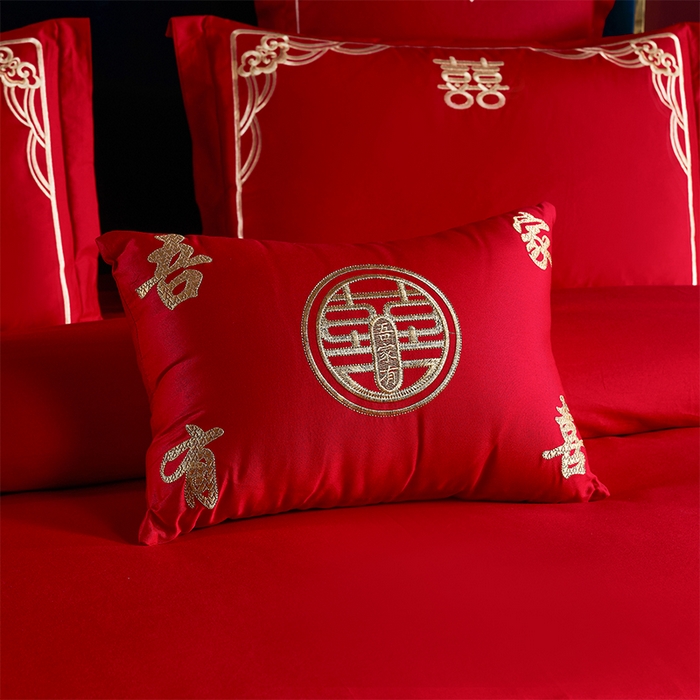 91家纺网 家纺一手货源 找家纺 洽想家 2025新款全棉新中式刺绣婚庆四件套多件套（控价销售最低不低于288元） 欢喜龙凤