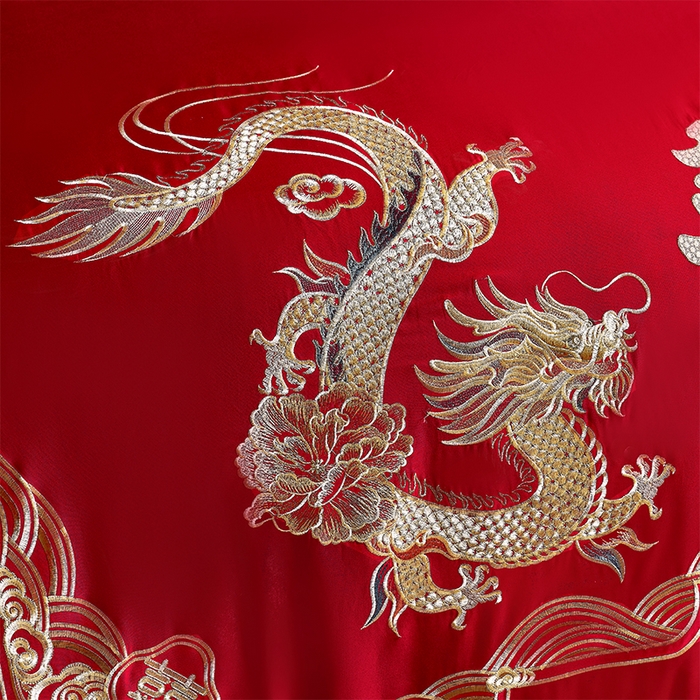 91家纺网 家纺一手货源 找家纺 洽想家 2025新款全棉新中式刺绣婚庆四件套多件套（控价销售最低不低于288元） 欢喜龙凤