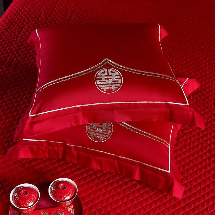 91家纺网 家纺一手货源 找家纺 洽想家 2025新款全棉新中式刺绣婚庆四件套多件套（控价销售最低不低于288元） 欢喜龙凤